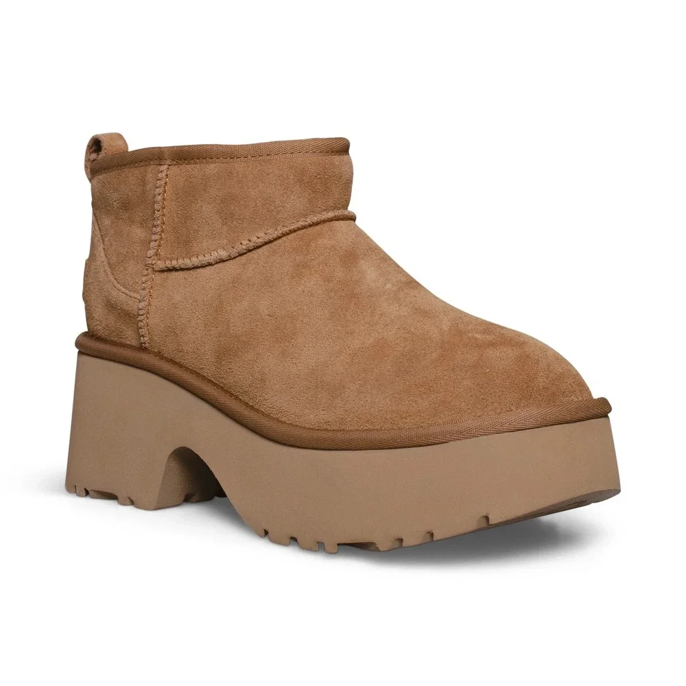 UGG Classic Ultra Mini New Heights Womens Size 9 Chestnut Suede Boots‎ - NEW